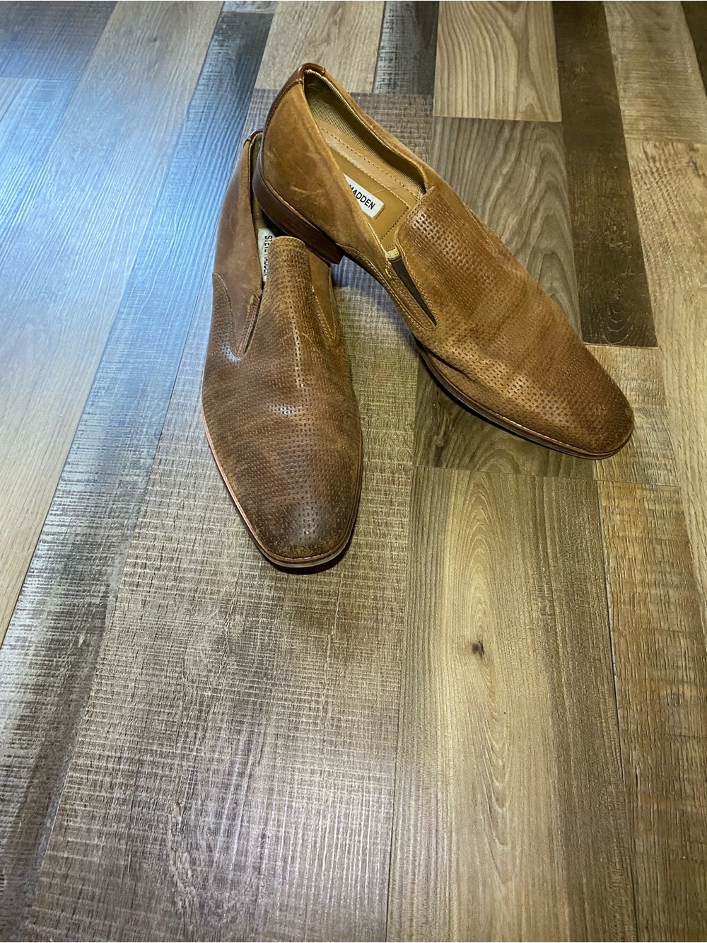 Steve Madden Brown Perforated Leather Slip-On Loafers